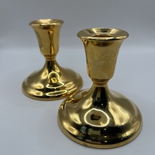 Pair International silver company 24k Gold Electroplated Candle Stick Holders picture