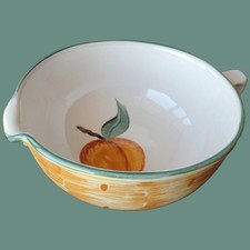 Vintage 1980s Laurie Gate Los Angeles Pottery Peach and Basketweave Mixing Bowl picture