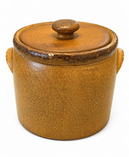 Vintage McCoy 1420L Bean Pot Crock Lid Brown Stoneware USA 1970s Pottery picture