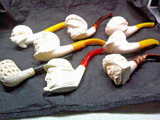 NEW UNSMOKED LARGE EIGHT (8) MEERSCHAUM PIPES START YOUR COLLECTION ALL PRIME picture