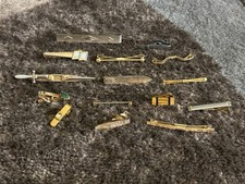 Tie Bar Clip Clasp Gramps Vintage Junk Drawer Lot Of 15 Pieces Mens Jewelry picture