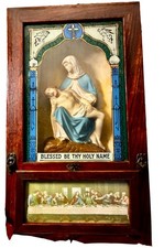 Vintage Catholic Viaticum Sick Call Set Last Rites Communion Wooden Box picture