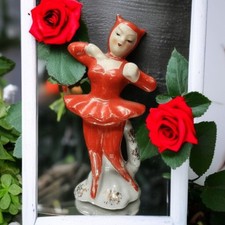 She Devil Ballerina Figurine Vintage Sonsco Made in Japan 1950s Red Cat Suit Lol picture