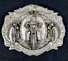 Vintage 1987 Bergamot M-190 Milwaukee Thunder Motorcycle Belt Buckle USA picture