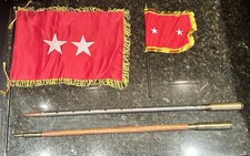 Identified Army Major General Swagger Sticks, 2 Star General Auto & Desk Flags picture