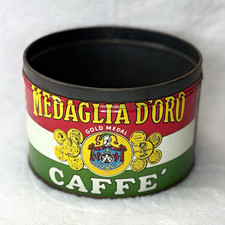 Medaglia d'Oro Vintage Espresso Coffee Advertising Tin Can Red White Green As-Is picture