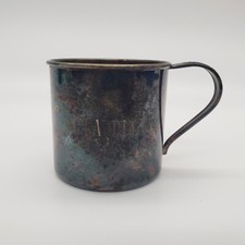 Tudor Silver Plate Oneida Community Baby Cup Silverplate Inscribed Claudia picture