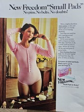1974 Kotex New Freedom Sanitary Pads girl pink bodysuit vintage Ad picture