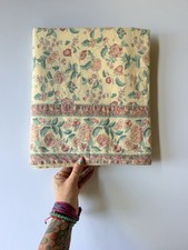 Vintage Cotton Tablecloth 92x56 Botanical Floral Cottage Country Farmhouse Decor picture