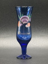 Vintage Cobalt Blue Hurricane Style Shot Glass Bonaire Souvenir picture