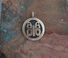 Manuel Hoyungowa (1953-2011 - Hopi Sterling Silver Round Pendant Butterfly 1.25