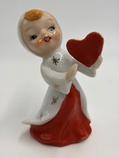 Vintage Napco Lefton Christmas Choir Girl Atomic Stars Figurine With Red Heart picture