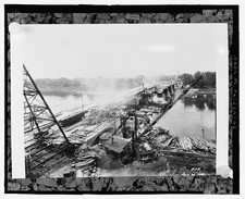 Luzerne Bridge Construction Mississippi River 1928 Railroad Bridge Boom Cranes picture