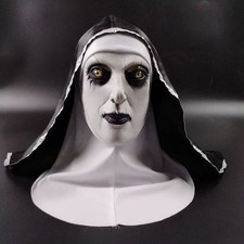 Scary Evil Nun Mask Hooded Creepy Ghost Demon Horror Halloween Cosplay Prop picture