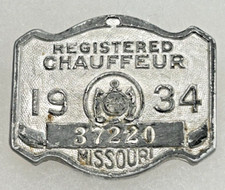 1934 MISSOURI Chauffeur Badge #37220 picture