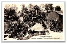 RPPC Lourdes Grotto Church of Immaculate Conception Los Angeles CA Postcard Z9 picture