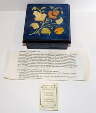 BEAUTIFUL GIGLIO ASLA ITALY INLAID SQUARE SHAPED BLUE FLORAL JEWELRY/TRINKET BOX picture