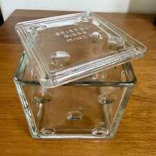 Vintage Bristol Diced Mints Clear Glass Candy Container Jar Brandle & Smith Co picture