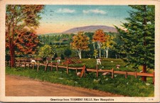Turners Falls NH Country Scene Postcard used 1945 picture