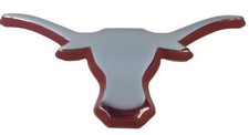University of Texas Longhorns Metal Auto Emblem Chrome (Orange Trim) picture