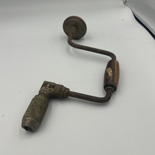 Vintage Hand Crank Drill Rustic, And Rusted Vintage Tool. picture