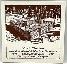 1955 Fort Clatsop Lewis & Clark Western Terminus Sesquicentennial 1955 Tile OR picture