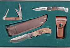 Remington Gunstock Knife Set Bear Son R700 R870 Folding Fixed Pocket Sheath Gift picture