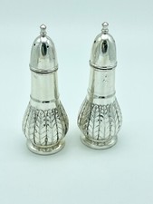 Ornate Vintage Trent Silver plated Salt & Pepper shakers Heavy Set picture