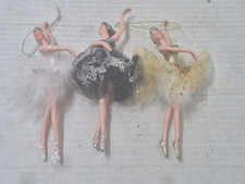 Lot of 3 Ballerina Christmas Ornaments Hanging Ballet Dancers Figurine Princess picture
