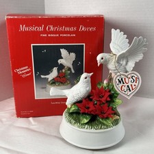 Vintage Jonathon Byron Arnart Musical Christmas Doves Bisque Porcelain Figure picture