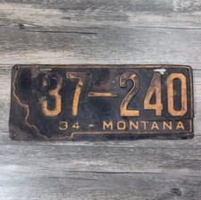 VTG 1934 Montana State License Plate Distressed Antique Auto Decor #37-240 picture