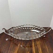 Vintage Fostoria ~ American Clear Glass 2 Handled Oval Relish Dish Gondola picture