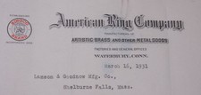 1931 Lamson Goodnow American Ring Co Waterbury CT Samples Ephemera L648D picture