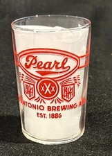 Vintage Pearl Lager Beer Glass San Antonio Texas Red Rare 3.5