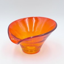 Vintage MCM Viking Glass Bright Orange Art Glass Candy Dish picture