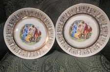 TWO EPIAG Czechoslovakia portrait collector plate gold on white, 9 1/2
