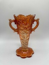 Antique Dugan-Diamond “Mary Ann” pattern iridescent marigold carnival glass vase picture