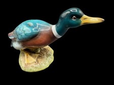 Italy Duck Ceramic Anique Statue Figurine Green Brown Hunting Decor 11