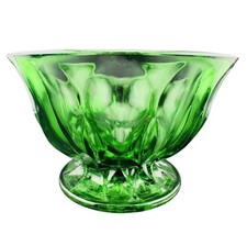 Vintage Anchor Hocking Fairfield Emerald Green Glass Pedestal Candy Dish Bowl picture