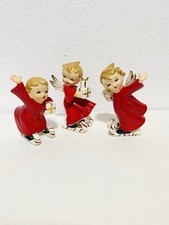 Vintage Candy Cane Angel Girl Skiers Set of 3 Marked A Fine Quality Very Rare picture
