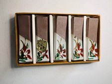 Japanese Chopstick Rest Holder Hashioki 5pcs Ceramic Kyoto Style Hand Painted picture