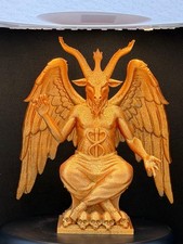 Baphomet Winged Goat Gold-Tone Statue Figurine Wicca & Paganism picture