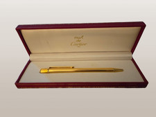 Vintage Must de Cartier Gold-Plated Ballpoint Pen w/ Original Box France picture