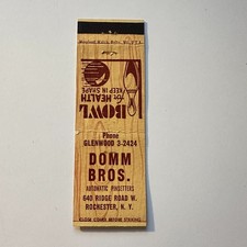 Domm Bros Automatic Pinsetters Rochester NY Vintage Matchbook Cover 5MB126-1 picture