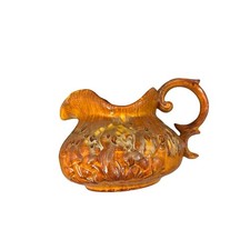 Antique-Style MCM Rockingham Glazed Ceramic Pitcher in Burnt Orange picture