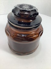 Short Brown Glass Apothecary Jar & Lid~4”x3.5” picture