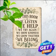 Classroom Family Rules Leaves Art Metal Sign Vintage School Decor 8x12 picture