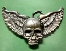 Vtg 70s Brass MBCI Skull Wings Motorcycle Bikers Big Bad 4