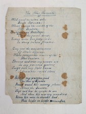c1850 antique MANUSCRIPT POEM penmanship THE BLUE JUNIATA pa ALFARATA indian picture