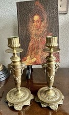 Vintage 19C French Gilt Bronze Candlestick Holder, 8